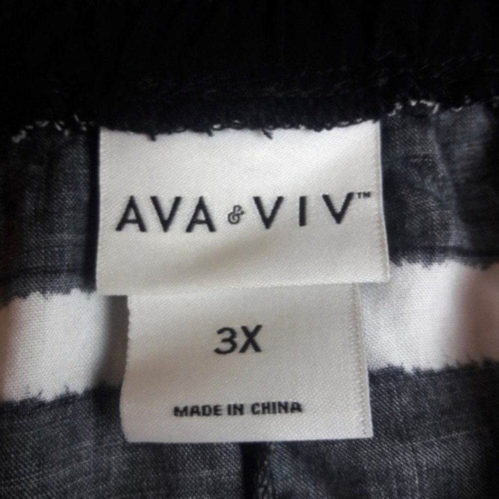 Ava & Viv 3X Striped Midi Skirt Black White Flowy Pull On Plus Size NWOT - Picture 9 of 11
